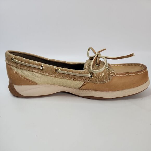 Sperry Womens Topsider Leather Deck Shoes Metallic Gold Anchor Sz 8.5M 97397 - Picture 13 of 16